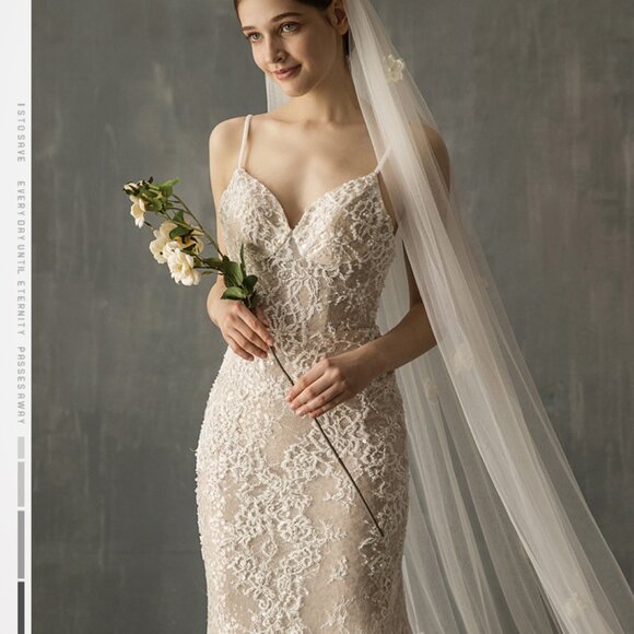 NWT Cathedral Length Veils Cover Up With Pearls Metal Comb main image 6